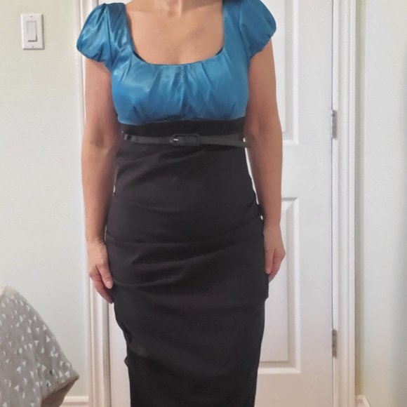 Teal and Black Classy Dress - Picture 5 of 11